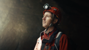 Top Caver Robbie Shone at the Alum Pot Cave System in Yorkshire, UK.
